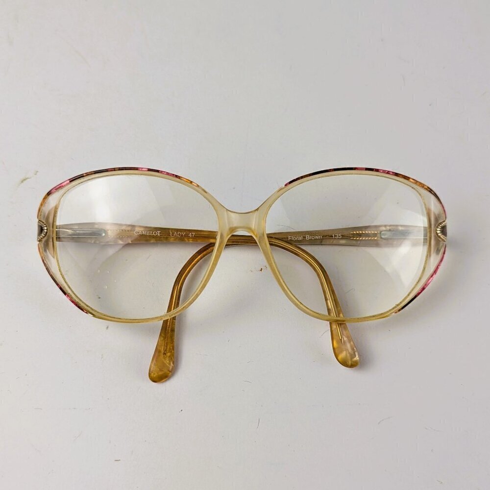 Vintage Women's Pink Oval Resin Glasses